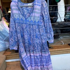 blue Boheme long purple dress long sleeve